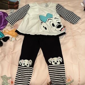 Disney Dalmatian Set - Black and White with Blue Bow